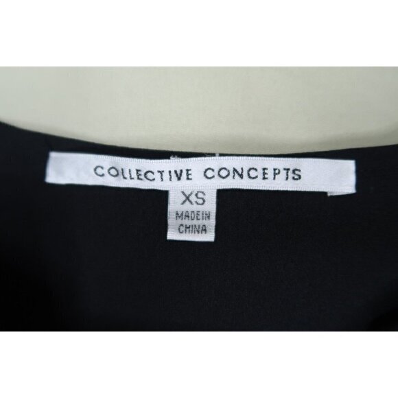 Collective Concepts Black Tunic Top V Neck Semi Sheer Roll Tab Sleeve Womens XS - Picture 10 of 10
